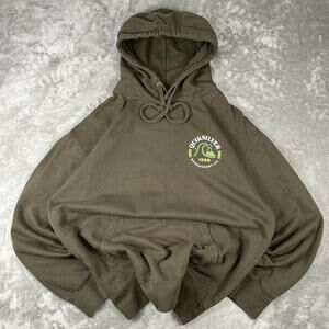 Men’s Hoodie sweatshirt Quiksilver military green graphic Y2K Size Large